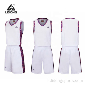 Blank Basketball Jerseys Uniforme Design Color blanc